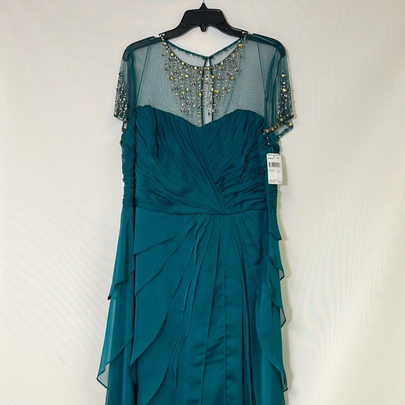 Adrianna papell jewels neckline short sleeve shutter long dress - Picture 4 of 16